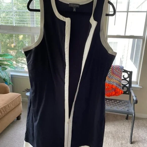 Limited Navy/White Sleeveless Front Zipper Dress Women’s 18W NWOT - Picture 2 of 13